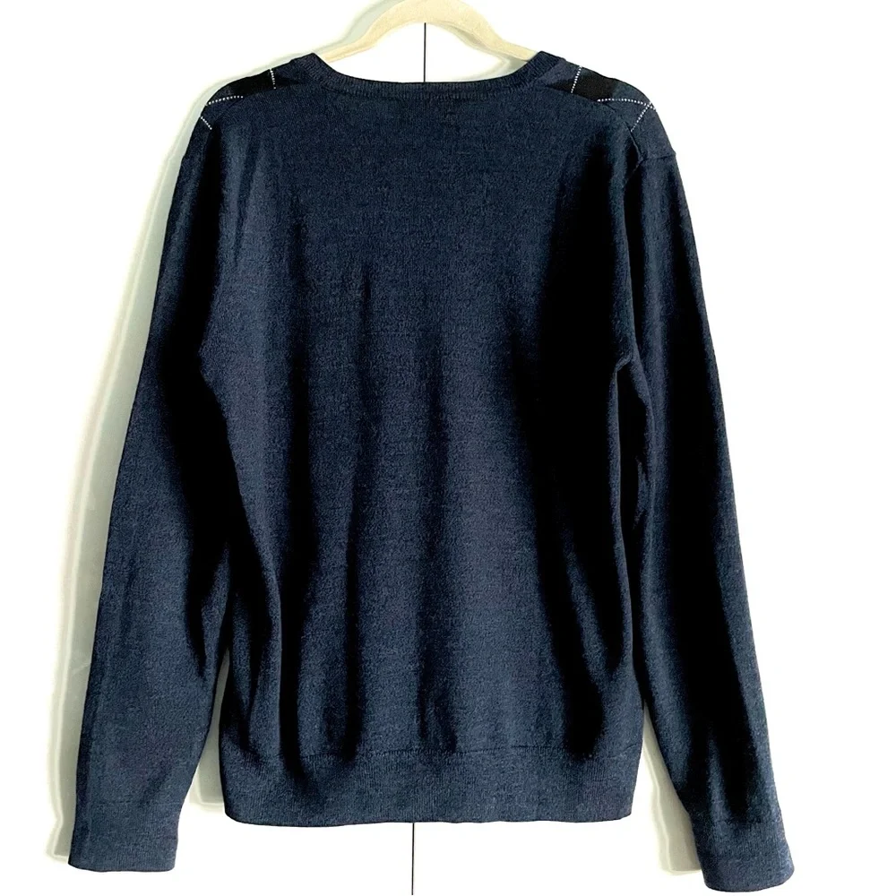 Banana Republic Men's Washable 100% Merino Wool Argyle V-Neck Sweater Size M EUC - Picture 3 of 12